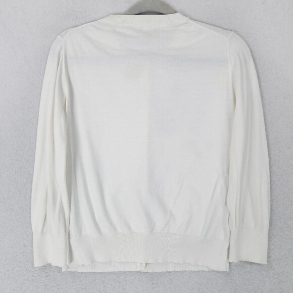 J Crew Sweater Womens Large White The Clare Cardigan Button Front Crewneck Knit - Picture 13 of 14